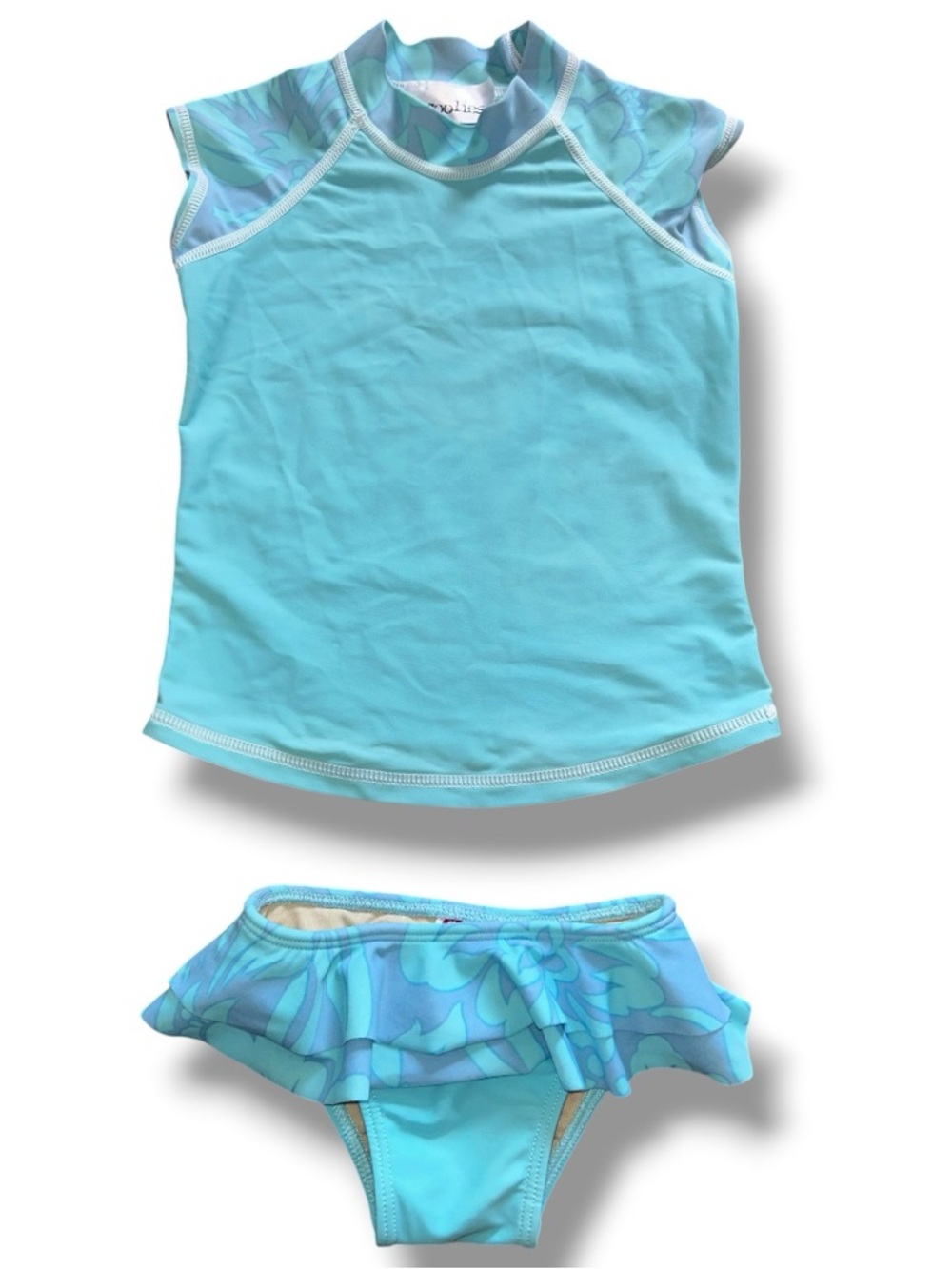 Toddler Two-Piece Light Aqua Rash Guard Swimsuit Set